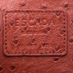 Escada Cherry Ostrich Embossed Leather Mini Top Handle Bag 