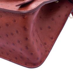 Escada Cherry Ostrich Embossed Leather Mini Top Handle Bag 