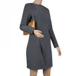 Pre Owned Escada Yellow Pleated Satin Chain Shoulder Bag