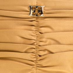 Pre Owned Escada Yellow Pleated Satin Chain Shoulder Bag