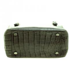 Escada Green Croc Embossed Leather Satchel