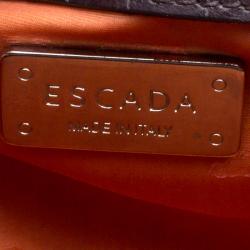 Escada Green Croc Embossed Leather Satchel