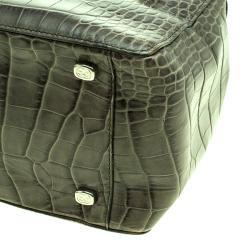 Escada Green Croc Embossed Leather Satchel