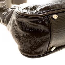 Pre Owned Escada Olive Green Distressed Patent Leather Crossbody Bag