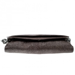 Pre Owned Escada Dark Beige Lizard Glitter Chain Clutch