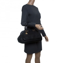 Pre Owned Escada Black Croc Embossed Leather Frame Satchel 