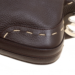 Escada Dark Brown Leather Small Eluna Shoulder Bag