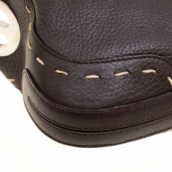 Escada Dark Brown Leather Small Eluna Shoulder Bag