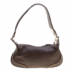 Escada Dark Brown Leather Small Eluna Shoulder Bag