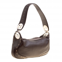 Escada Dark Brown Leather Small Eluna Shoulder Bag