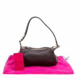 Escada Dark Brown Leather Small Eluna Shoulder Bag