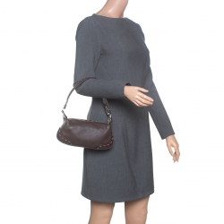 Escada Dark Brown Leather Small Eluna Shoulder Bag