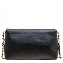 Pre Owned Escada Black Leather Flap Shoulder Bag