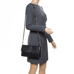 Pre Owned Escada Black Leather Flap Shoulder Bag