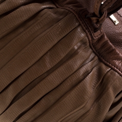 Pre Owned Escada Brown Pleated Leather Hobo