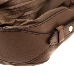 Pre Owned Escada Brown Pleated Leather Hobo