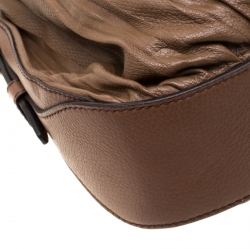 Pre Owned Escada Brown Pleated Leather Hobo