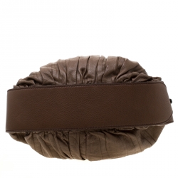 Pre Owned Escada Brown Pleated Leather Hobo