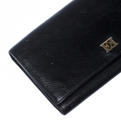 Pre Owned Escada Black Leather Flap Continental Wallet