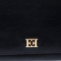 Pre Owned Escada Black Leather Flap Continental Wallet