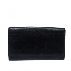 Pre Owned Escada Black Leather Flap Continental Wallet