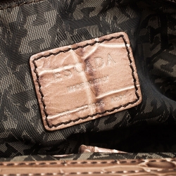 Pre Owned Escada Beige/Brown Croc Embossed Leather and Nubuck Tote