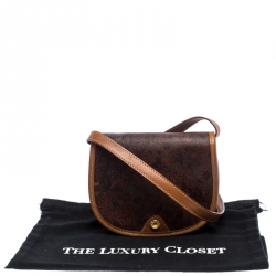 Pre Owned Escada Brown Floral Paisley Print Canvas Small Vintage Crossbody Bag