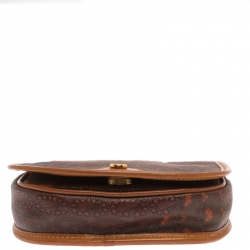 Pre Owned Escada Brown Floral Paisley Print Canvas Small Vintage Crossbody Bag