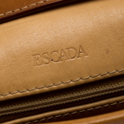 Pre Owned Escada Brown Floral Paisley Print Canvas Small Vintage Crossbody Bag