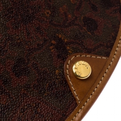 Pre Owned Escada Brown Floral Paisley Print Canvas Small Vintage Crossbody Bag