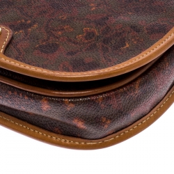 Pre Owned Escada Brown Floral Paisley Print Canvas Small Vintage Crossbody Bag