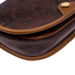 Pre Owned Escada Brown Floral Paisley Print Canvas Small Vintage Crossbody Bag