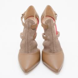 Pre Owned Escada Sport Tan Leather and Suede Pumps Size 38