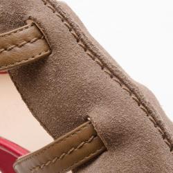 Pre Owned Escada Sport Tan Leather and Suede Pumps Size 38