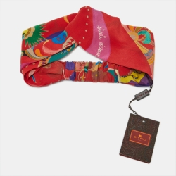 مملوكة مسبقًا Etro Red Floral Print Silk Headband