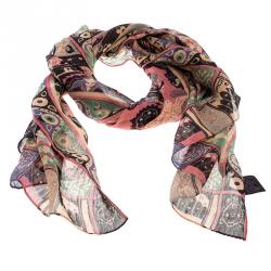 Pre Owned Etro Multicolor Printed Linen and Silk Stole