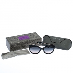 Pre Owned Etro Marble Green Gradient ET656S Cat Eye Sunglasses 