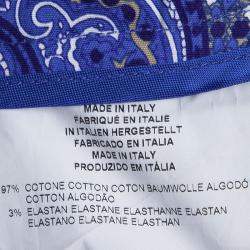 Pre Owned Etro Blue Paisley Printed Cotton Pleated Skirt L