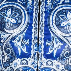 Pre Owned Etro Blue Paisley Printed Quilted Puffer Vest L