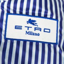 Pre Owned Etro Blue Paisley Printed Quilted Puffer Vest L