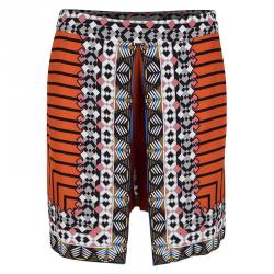 Pre Owned Etro Orange Printed Silk Mini Skirt-Shorts S