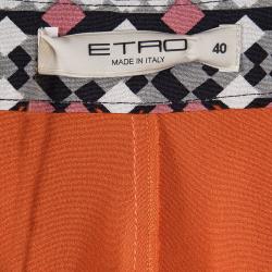 Pre Owned Etro Orange Printed Silk Mini Skirt-Shorts S