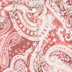 Pre Owned Etro Red Paisley Printed Denim Slim Fit Jeans M