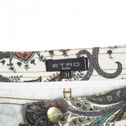 Pre Owned Etro Multicolor Paisley Printed Slim Fit Denim Jeans L