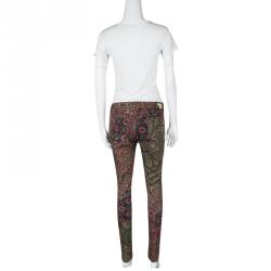 Pre Owned Etro Multicolor Floral and Paisley Print Slim Fit Denim Jeans L