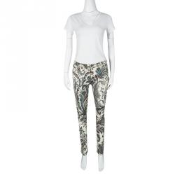 Pre Owned Etro Multicolor Paisley Print Slim Fit Denim Jeans XL
