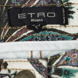 Pre Owned Etro Multicolor Paisley Print Slim Fit Denim Jeans XL