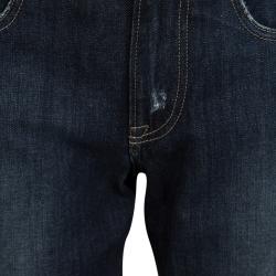 Pre Owned Etro Indigo Dark Wash Faded Effect Denim Patchwork Detail Distressed Jeans L