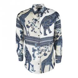 Pre Owned Etro Colorblock Printed Silk Long Sleeve Button Front Shirt M