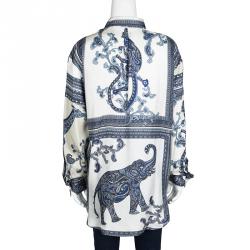 Pre Owned Etro Colorblock Printed Silk Long Sleeve Button Front Shirt M